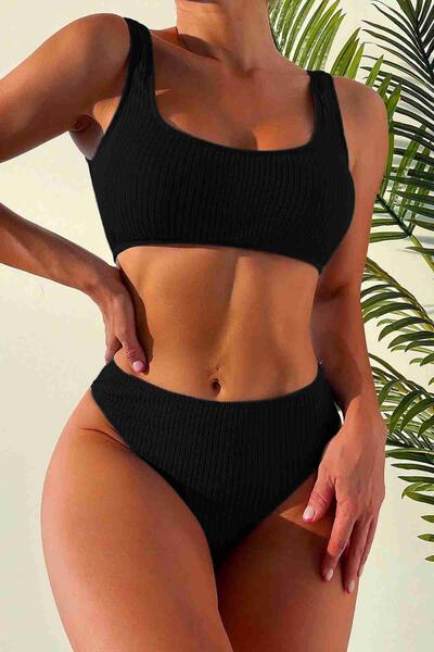 Angelsin Zel Fitilli Kuma Tankini Bikini St Siyah Stilimon