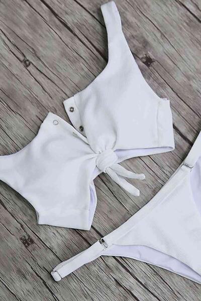 Beyaz Çıtçıtlı Bikini Takım