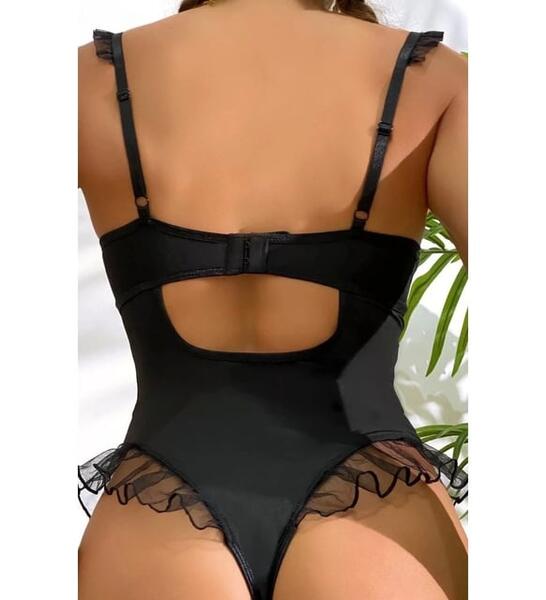 Fantazi Tül Detaylı Bodysuit