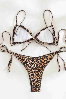 Leopar Desenli Bağlamalı Tasarım Bikini Takımı Çok Renkli - MS4376 - Thumbnail