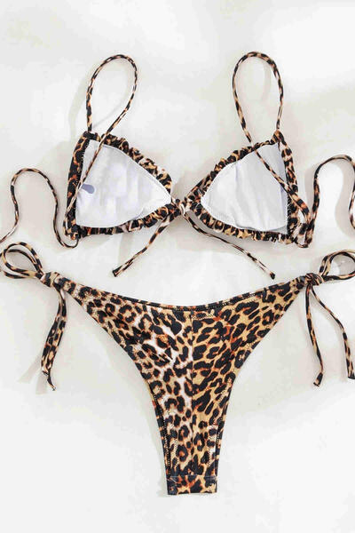 Leopar Desenli Bağlamalı Tasarım Bikini Takımı Çok Renkli - MS4376