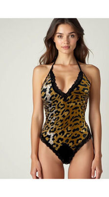 Venlisa Leopar Desenli Dantel Body - Thumbnail