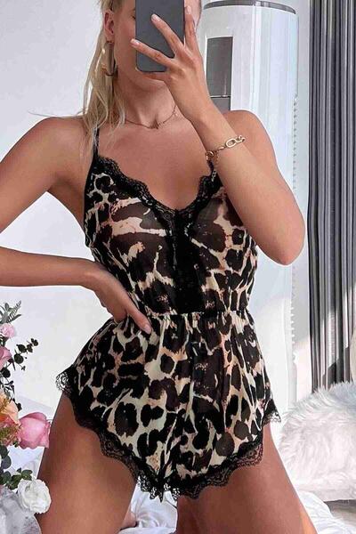 Leopar Tulum Gecelik Pijama Çok Renkli - MS2361