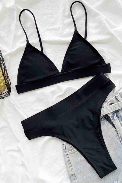 Üçgen Kesim Siyah Bikini Üstü Siyah - MS43749